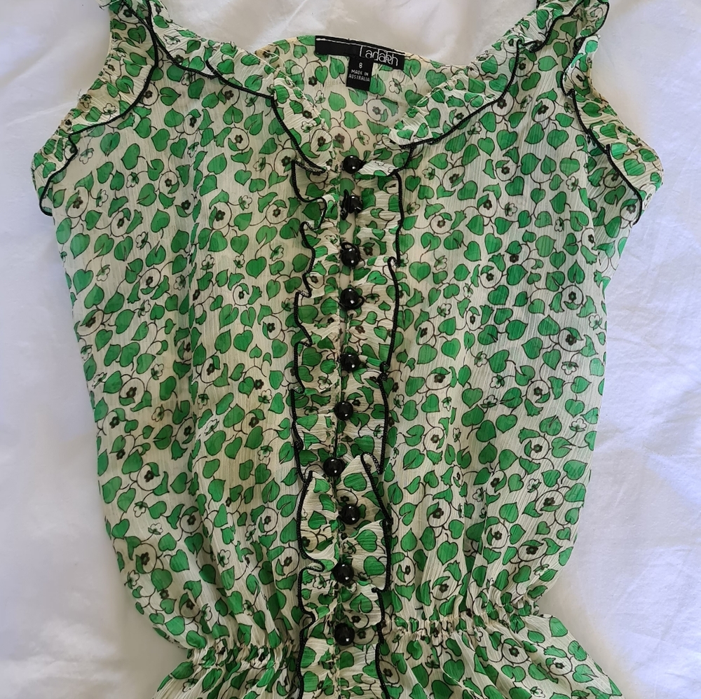 Ladakh Camisole Singlet Top Blouse Green Christmas - Picture 9 of 9